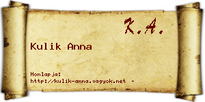 Kulik Anna névjegykártya
